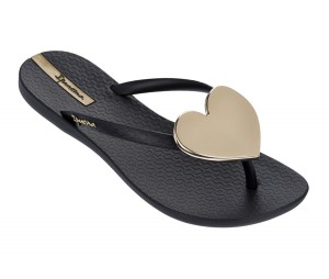 Ipanema Wave Heart Női Strandpapucs Fekete Fekete | 6754TKZID